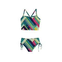 Pattern Abstract Geometric Design Girls  Tankini Swimsuit