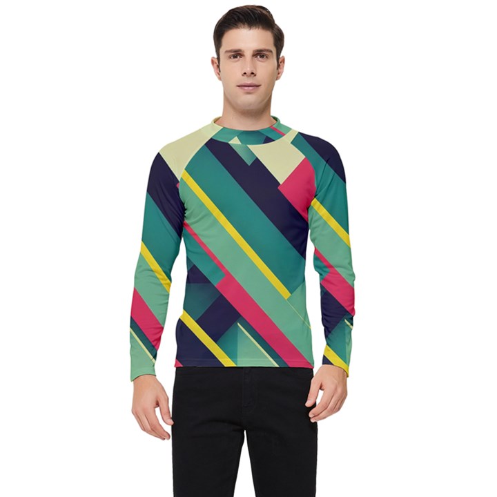 Pattern Abstract Geometric Design Men s Long Sleeve Rash Guard