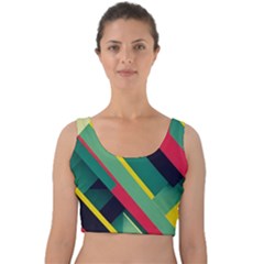 Pattern Abstract Geometric Design Velvet Crop Top