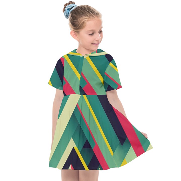 Pattern Abstract Geometric Design Kids  Sailor Dress