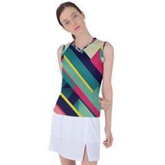 Pattern Abstract Geometric Design Women s Sleeveless Sports Top by Jancukart