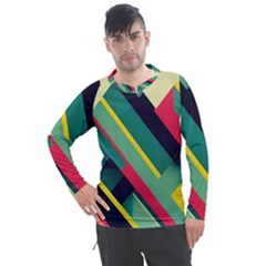 Pattern Abstract Geometric Design Men s Pique Long Sleeve Tee