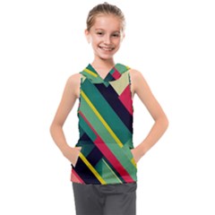 Pattern Abstract Geometric Design Kids  Sleeveless Hoodie by Jancukart