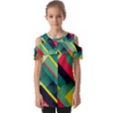 Pattern Abstract Geometric Design Fold Over Open Sleeve Top View1