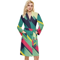 Pattern Abstract Geometric Design Long Sleeve Velour Robe