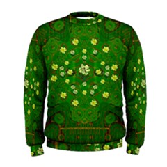 Lotus Bloom In Gold And A Green Peaceful Surrounding Environment Men s Sweatshirt