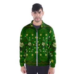 Lotus Bloom In Gold And A Green Peaceful Surrounding Environment Men s Windbreaker