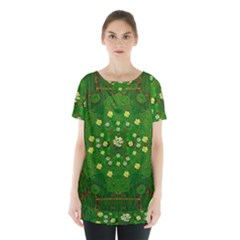 Lotus Bloom In Gold And A Green Peaceful Surrounding Environment Skirt Hem Sports Top by pepitasart