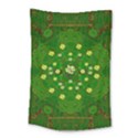 Lotus Bloom In Gold And A Green Peaceful Surrounding Environment Small Tapestry View1