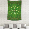 Lotus Bloom In Gold And A Green Peaceful Surrounding Environment Small Tapestry View2