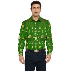 Lotus Bloom In Gold And A Green Peaceful Surrounding Environment Men s Long Sleeve  Shirt by pepitasart