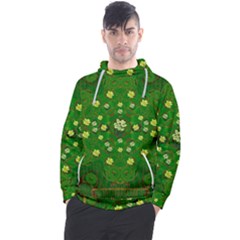 Lotus Bloom In Gold And A Green Peaceful Surrounding Environment Men s Pullover Hoodie