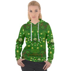 Lotus Bloom In Gold And A Green Peaceful Surrounding Environment Women s Overhead Hoodie