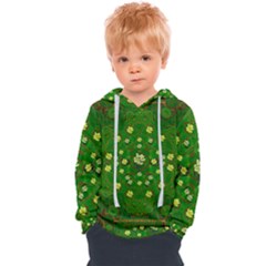 Lotus Bloom In Gold And A Green Peaceful Surrounding Environment Kids  Overhead Hoodie