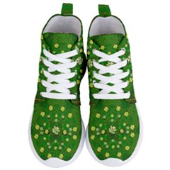 Lotus Bloom In Gold And A Green Peaceful Surrounding Environment Women s Lightweight High Top Sneakers by pepitasart