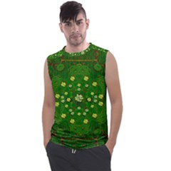 Lotus Bloom In Gold And A Green Peaceful Surrounding Environment Men s Regular Tank Top by pepitasart