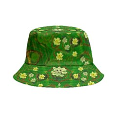 Lotus Bloom In Gold And A Green Peaceful Surrounding Environment Bucket Hat by pepitasart