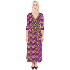 Cute Small Dogs With Colorful Flowers Quarter Sleeve Wrap Maxi Dress by pepitasart