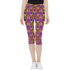 Cute Small Dogs With Colorful Flowers Inside Out Lightweight Velour Capri Leggings  by pepitasart