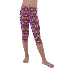 Cute Small Dogs With Colorful Flowers Kids  Lightweight Velour Capri Leggings  by pepitasart