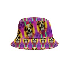 Cute Small Dogs With Colorful Flowers Inside Out Bucket Hat (kids) by pepitasart