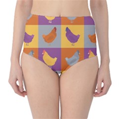 Chickens Pixel Pattern - Version 1a Classic High-waist Bikini Bottoms by wagnerps