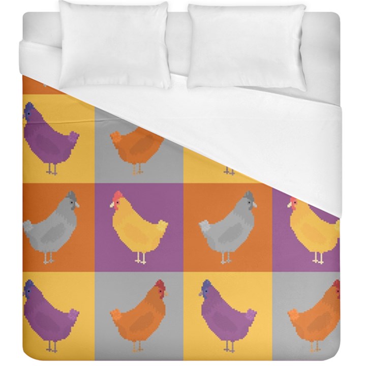 Chickens Pixel Pattern - Version 1a Duvet Cover (King Size)