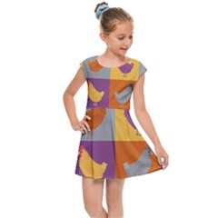 Chickens Pixel Pattern - Version 1a Kids  Cap Sleeve Dress by wagnerps