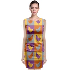 Chickens Pixel Pattern - Version 1a Sleeveless Velvet Midi Dress by wagnerps