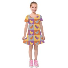 Chickens Pixel Pattern - Version 1a Kids  Short Sleeve Velvet Dress by wagnerps