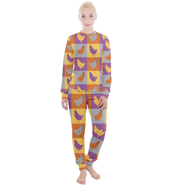 Chickens Pixel Pattern - Version 1a Women s Lounge Set