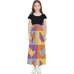 Chickens Pixel Pattern - Version 1a Kids  Flared Maxi Skirt by wagnerps