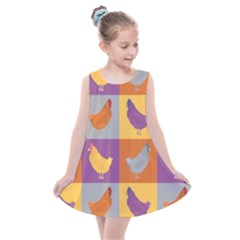 Chickens Pixel Pattern - Version 1a Kids  Summer Dress by wagnerps