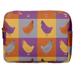 Chickens Pixel Pattern - Version 1a Make Up Pouch (large) by wagnerps