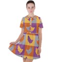 Chickens Pixel Pattern - Version 1a Short Sleeve Shoulder Cut Out Dress  View1