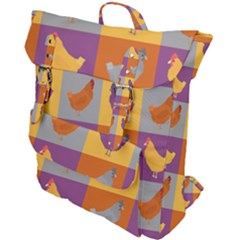 Chickens Pixel Pattern - Version 1a Buckle Up Backpack