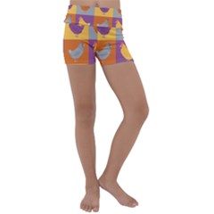 Chickens Pixel Pattern - Version 1a Kids  Lightweight Velour Yoga Shorts by wagnerps