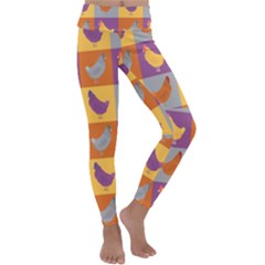 Chickens Pixel Pattern - Version 1a Kids  Lightweight Velour Classic Yoga Leggings by wagnerps