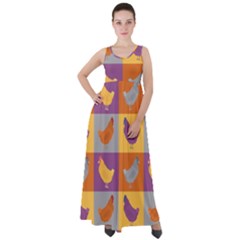 Chickens Pixel Pattern - Version 1a Empire Waist Velour Maxi Dress by wagnerps