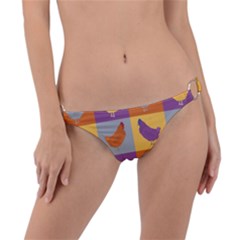 Chickens Pixel Pattern - Version 1a Ring Detail Bikini Bottom