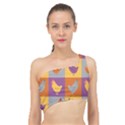 Chickens Pixel Pattern - Version 1a Spliced Up Bikini Top  View1