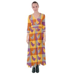 Chickens Pixel Pattern - Version 1a Button Up Maxi Dress by wagnerps