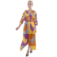 Chickens Pixel Pattern - Version 1a Quarter Sleeve Wrap Front Maxi Dress by wagnerps