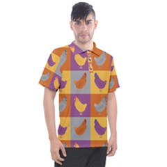 Chickens Pixel Pattern - Version 1a Men s Polo Tee by wagnerps