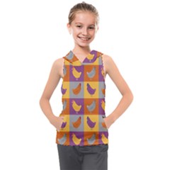 Chickens Pixel Pattern - Version 1a Kids  Sleeveless Hoodie by wagnerps