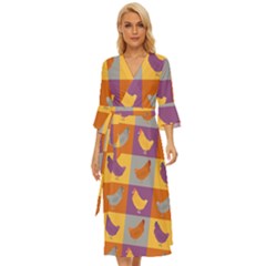 Chickens Pixel Pattern - Version 1a Midsummer Wrap Dress by wagnerps