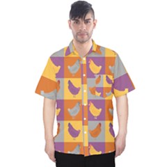 Chickens Pixel Pattern - Version 1a Men s Hawaii Shirt