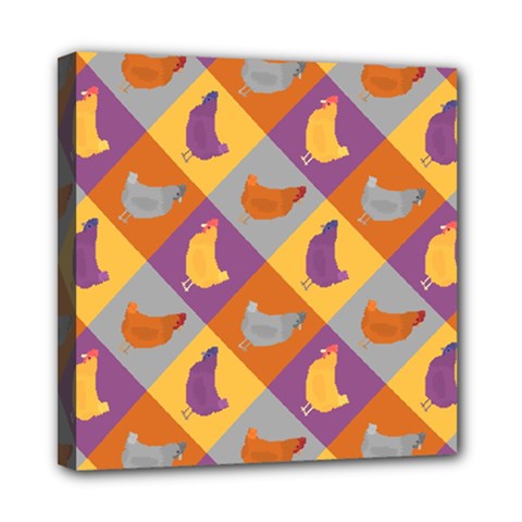 Chickens Pixel Pattern - Version 1b Mini Canvas 8  X 8  (stretched)