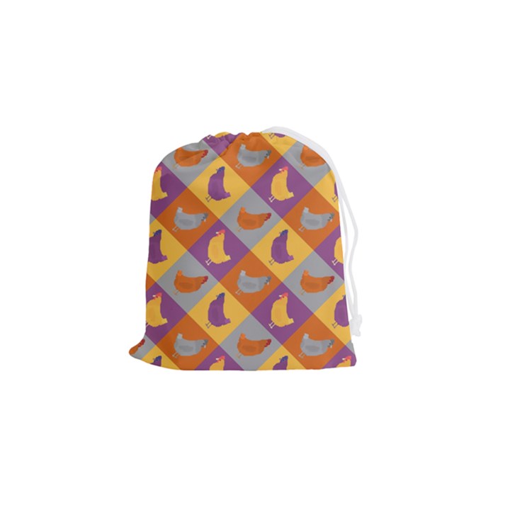 Chickens Pixel Pattern - Version 1b Drawstring Pouch (Small)