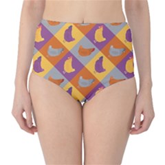 Chickens Pixel Pattern - Version 1b Classic High-waist Bikini Bottoms by wagnerps